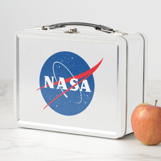 Ultimate NASA Logo Rocket White Metal Lunch Box (In Situ)