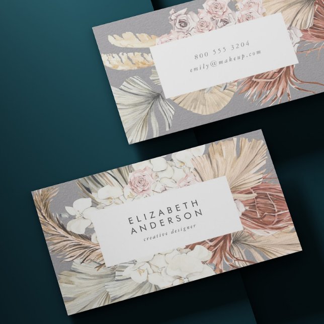 Ultimate Pampas Grass Floral Premium Grey Prof Business Card (Creator Uploaded)