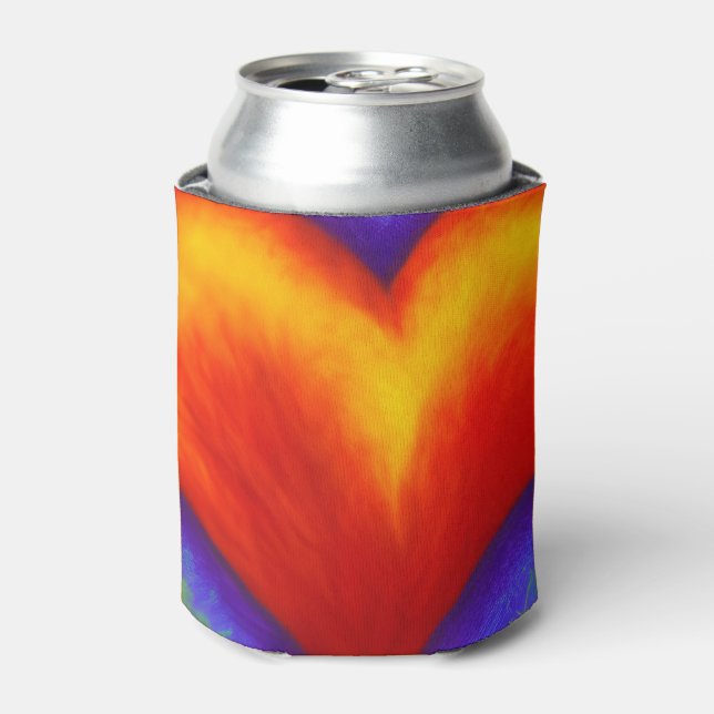 Ultimate Rainbow Heart Design Beer Can Cooler (Can Front)