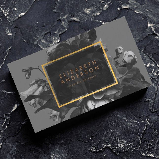 Ultimate Stylist Black Gold Rose Grey Bouquet Business Card (Creator Uploaded)