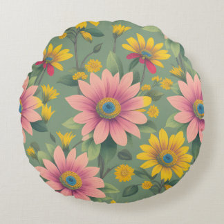 Ultimate summer trow pillow, cute floral design round cushion