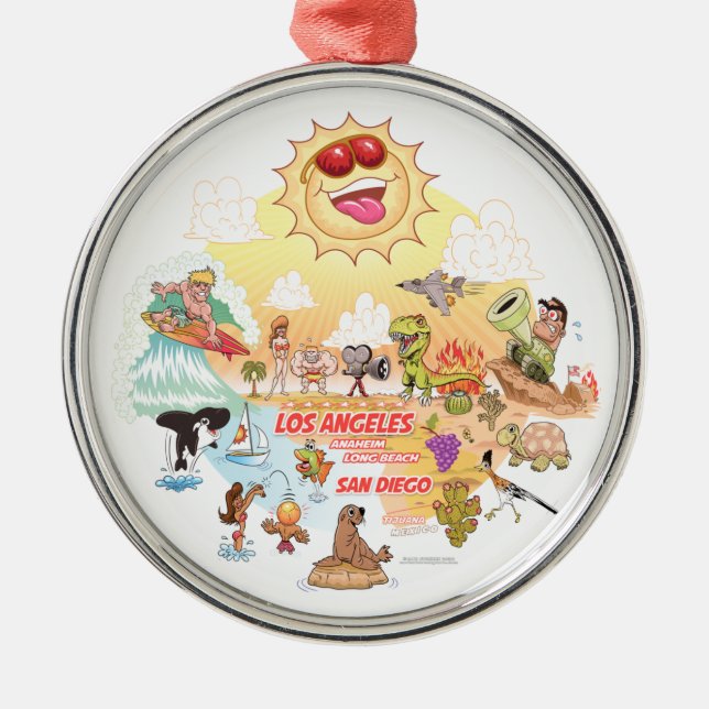 Ultimate Sunny California Round Ceramic Ornament (Front)
