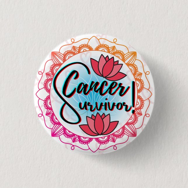 ULTIMATE SURVIVOR: CANCER SURVIVOR 3 CM ROUND BADGE (Front)