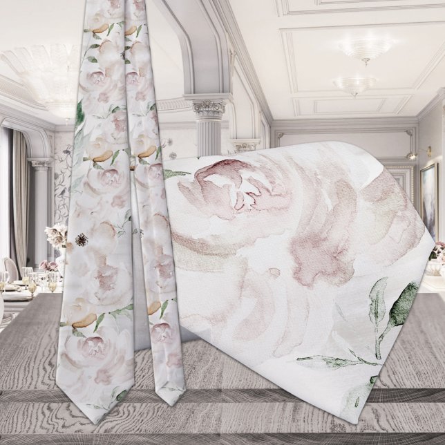 Ultra Blush Garden Peony Wedding Neck Tie (Creator Uploaded)
