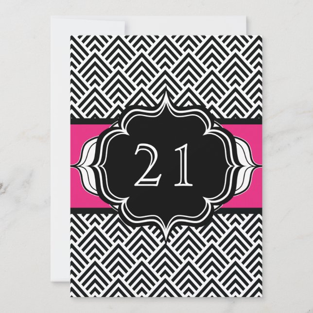 Ultra Chic 21st Birthday or Bachelorette Chevron Invitation (Front)