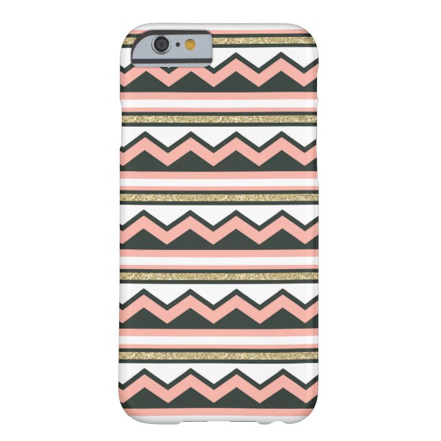 Ultra Chic Gold & Coral Chevron iPhone 6 case (Back)