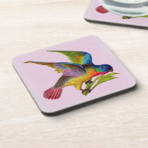 ultra colourful Victorian bird print