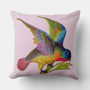 ultra colourful Victorian bird print Cushion