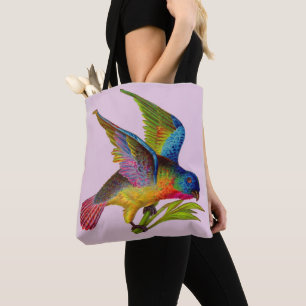 ultra colourful Victorian bird print Tote Bag