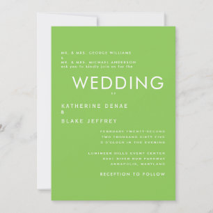 Ultra Contemporary Lime Green Wedding Invitation