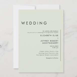 Ultra Contemporary Sage Wedding Invitation