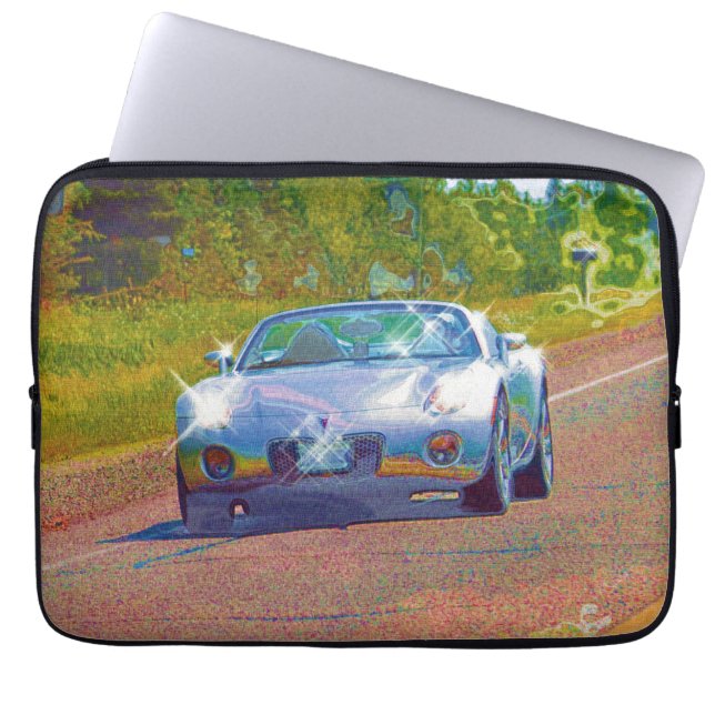 Ultra Cool Super Fast Silver Sports Car Laptop Sleeve (Front)