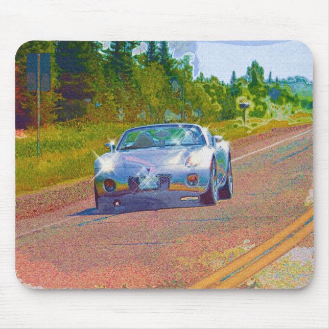 Ultra Cool Super Fast Silver Sports Car Mouse Mat (Front)