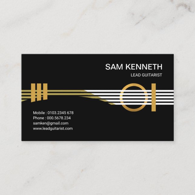Ultra Creative Futuristic Guitarist Musician Business Card (Front)