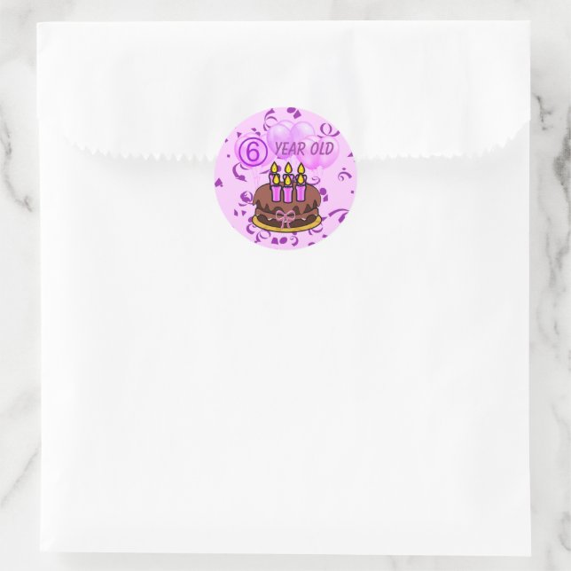 Ultra Cute 6 Year Old Birthday Cake Stickers (Bag)