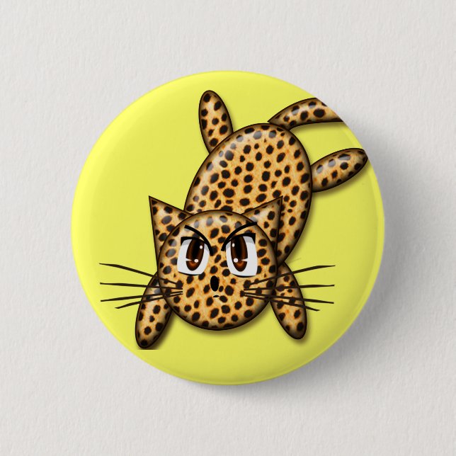 Ultra Cute Anime Leopard Kitty 6 Cm Round Badge (Front)