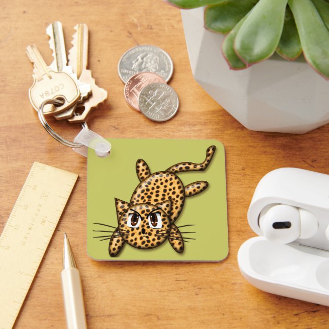 Ultra Cute Anime Leopard Kitty Key Ring (Desk)