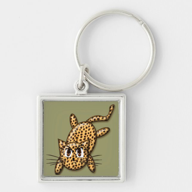 Ultra Cute Anime Leopard Kitty Key Ring (Front)