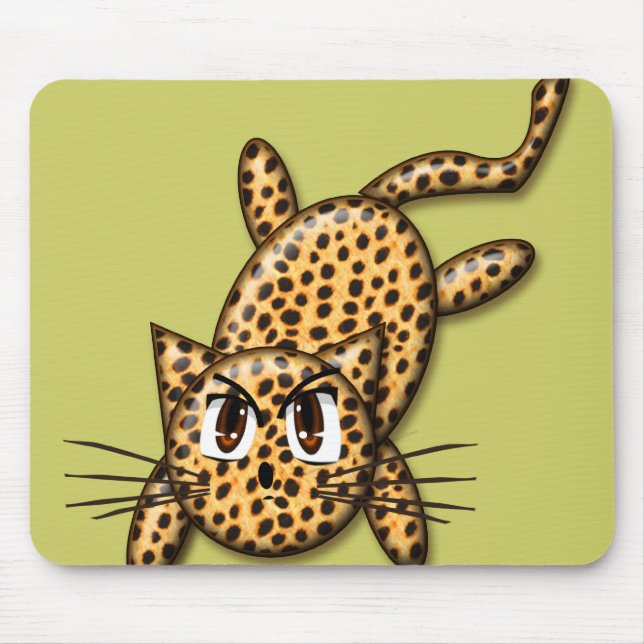 Ultra Cute Anime Leopard Kitty Mouse Mat (Front)