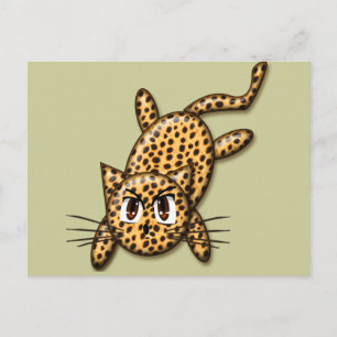 Ultra Cute Anime Leopard Kitty Postcard