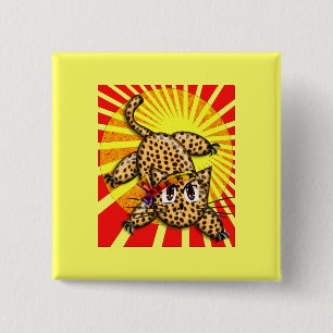 Ultra Cute Anime Leopard Kitty Rainbow Head Band 15 Cm Square Badge