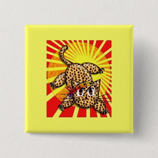 Ultra Cute Anime Leopard Kitty Rainbow Head Band 15 Cm Square Badge (Front)