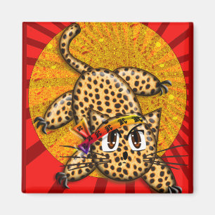 Ultra Cute Anime Leopard Kitty Rainbow Head Band Magnet