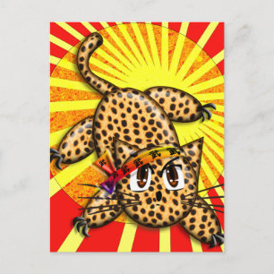 Ultra Cute Anime Leopard Kitty Rainbow Head Band Postcard