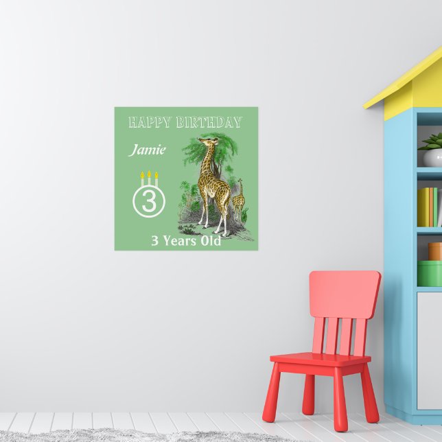 Ultra Cute Giraffe Safari Birthday Posters (Nursery 1)