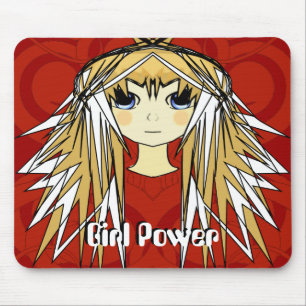 Ultra Cute Girl Power Anime Girl Wild Long Hair Mouse Mat