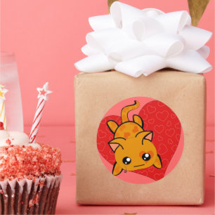 Ultra Cute Kawaii Valentine Kitty Classic Round Sticker