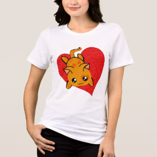 Ultra Cute Kawaii Valentine Kitty Tri-Blend Shirt