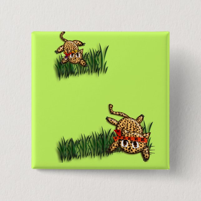 Ultra Cute Leopard Safari Birthday Invitations 15 Cm Square Badge (Front)
