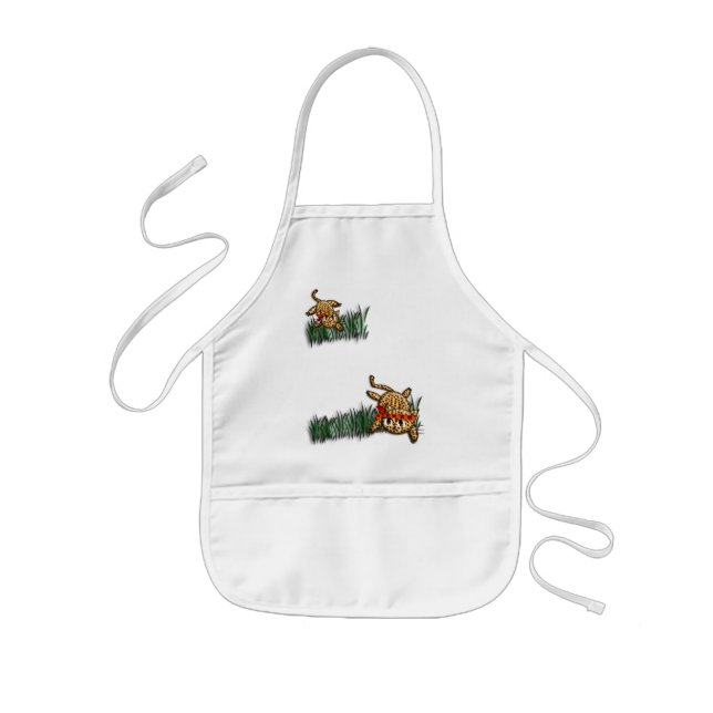 Ultra Cute Leopard Safari Birthday Invitations Kids Apron (Front)