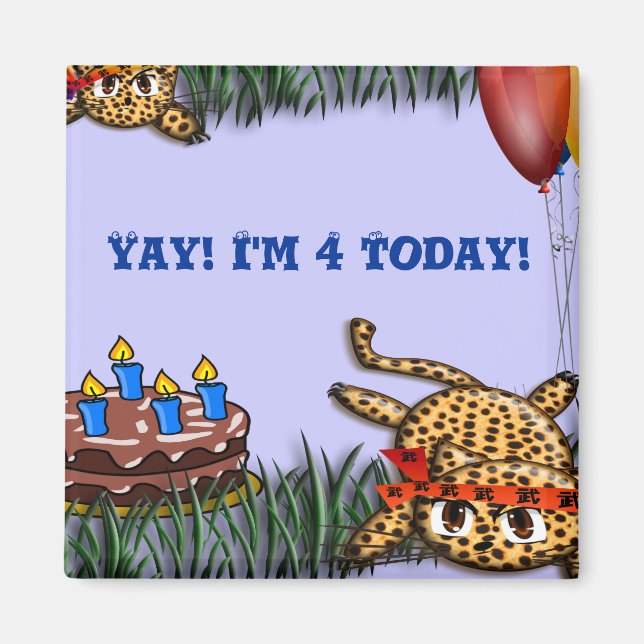 Ultra Cute Leopard Safari Birthday Invitations Magnet (Front)