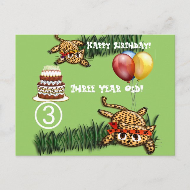 Ultra Cute Leopard Safari Birthday Invitations Wit (Front)