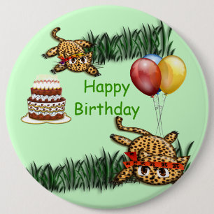 Ultra Cute Leopard Safari Birthday Invitations Wit 6 Cm Round Badge