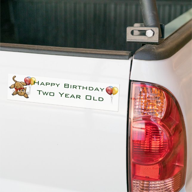 Ultra Cute Leopard Safari Birthday Invitations Wit Bumper Sticker (On Truck)