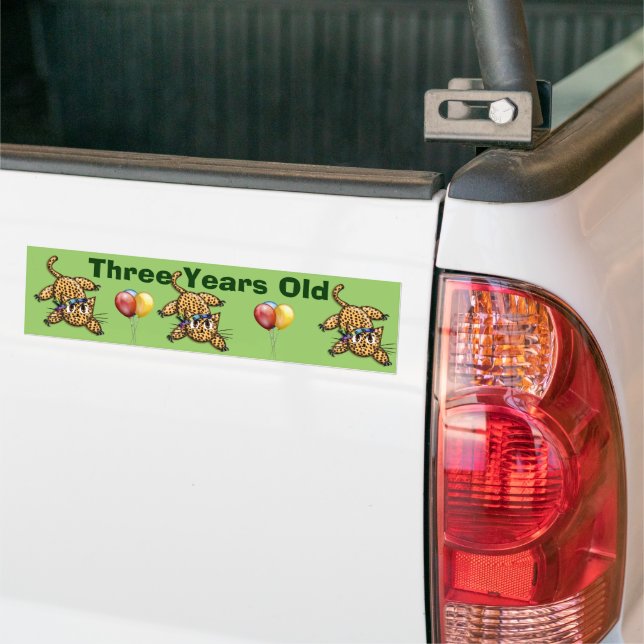 Ultra Cute Leopard Safari Birthday Invitations Wit Bumper Sticker (On Truck)