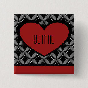 Ultra Glam Heart Button, Red 15 Cm Square Badge