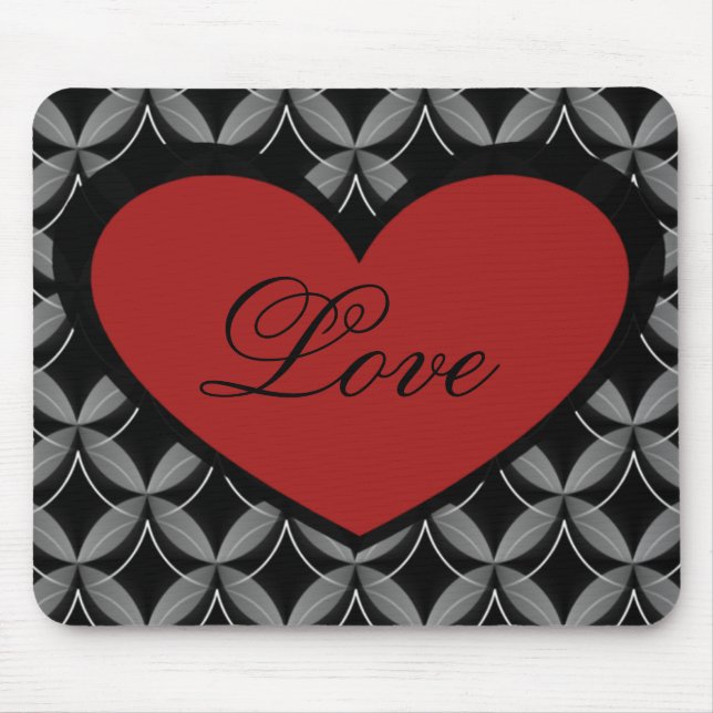 Ultra Glam Heart Mousepad, Red Mouse Mat (Front)