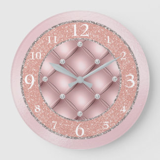 Ultra Glamourous Pink Glitter and Diamonds Large Clock