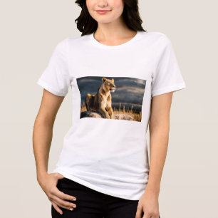 Ultra HD 3D Lioness – Full Body Side Pose on Blac Tri-Blend Shirt