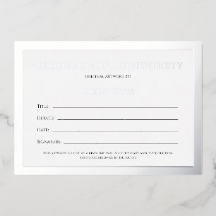 Ultra Luxe Silver Foil Certificate of Authenticity Foil Holiday Card