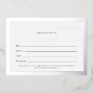 Ultra Luxe Silver Foil Certificate of Authenticity Holiday Card