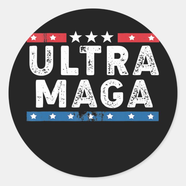 Ultra Maga America Flag Proud Ultra Maga  Classic Round Sticker (Front)