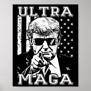 Ultra MAGA  Fun Anti Biden US Flag Pro Trump Trend Poster