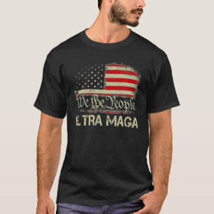 Ultra MAGA Funny Anti Biden US Flag Pro Trump Trai T-Shirt