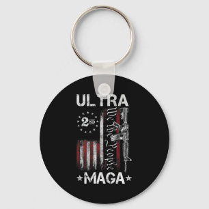 Ultra MAGA Gun AR- Quote Patriotic American Flag Key Ring