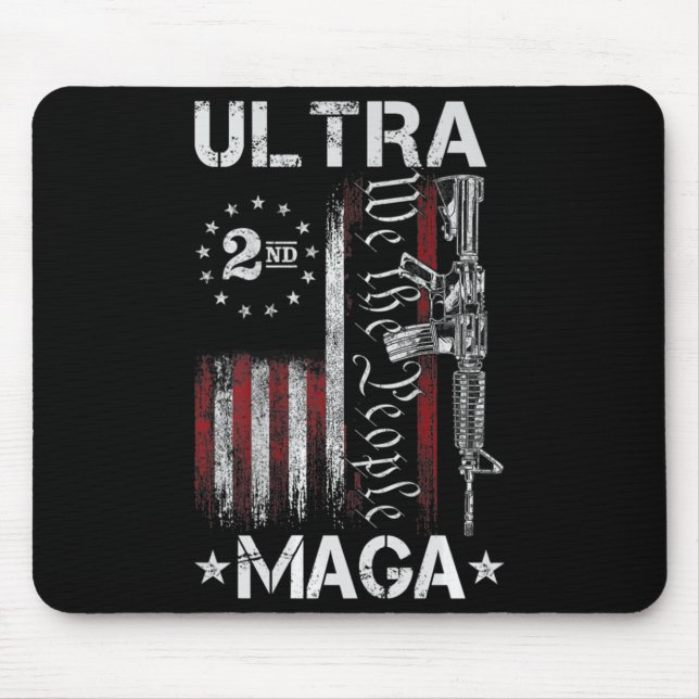 Ultra MAGA Gun AR- Quote Patriotic American Flag Mouse Mat (Front)